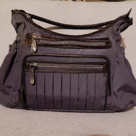 "BRIGHTON"  grey nylon hand bag. - Picture 1 of 5